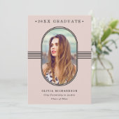 Elegant Lijst | Blush roze foto-Afstuderen Aankondiging (Staand voorkant)