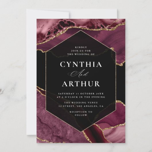 elegant lijst bogundy en goudbruinbruin kaart (Voorkant)