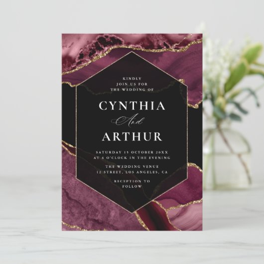 elegant lijst bogundy en goudbruinbruin kaart (Staand voorkant)