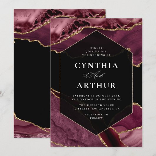 elegant lijst bogundy en goudbruinbruin kaart (Voorkant / Achterkant)