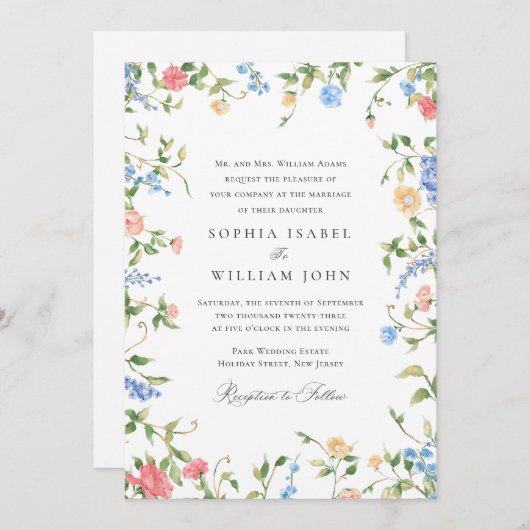 Elegant   Lijst Boheemse bruiloft Kaart (Voorkant / Achterkant)