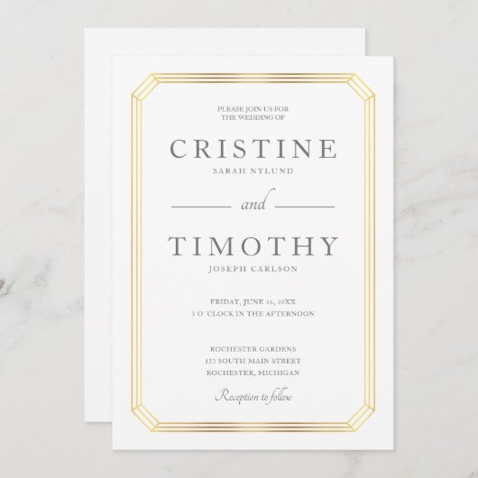 Elegant lijst bruiloft kaart (Voorkant / Achterkant)