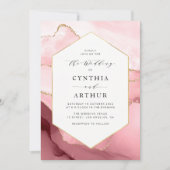 elegant lijst bruin roze en goudbruine bruiloft kaart (Voorkant)