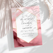 elegant lijst bruin roze en goudbruine bruiloft kaart