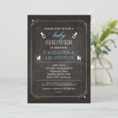 Elegant Lijst Chalkboard Blue Baby shower Kaart (Staand voorkant)