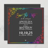 Elegant Lijst Colorful Save the Date Card (Voorkant / Achterkant)