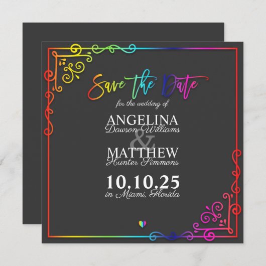 Elegant Lijst Colorful Save the Date Card (Voorkant / Achterkant)