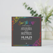 Elegant Lijst Colorful Save the Date Card (Staand voorkant)