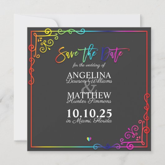 Elegant Lijst Colorful Save the Date Card (Voorkant)