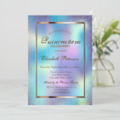 Elegant Lijst Confetti Holographic Quinceañera Kaart (Staand voorkant)
