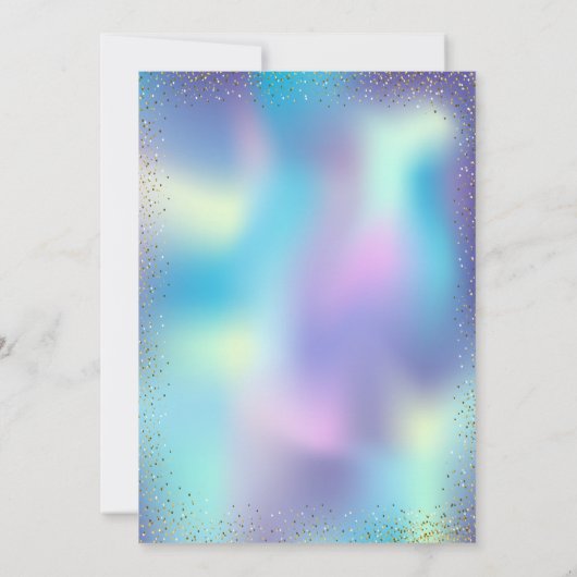 Elegant Lijst Confetti Holographic Quinceañera Kaart (Achterkant)