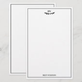 Elegant Lijst & Curved Greenery Monogram Briefpapier (Voorkant / Achterkant)
