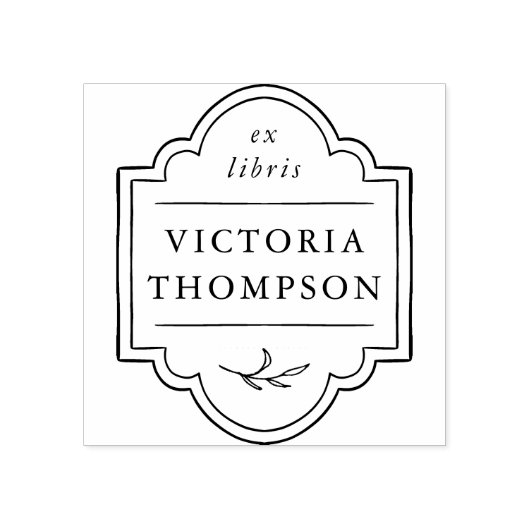 Elegant Lijst Delicate Leaves Ex Libris Bookplate Rubberstempel (Afrduk)