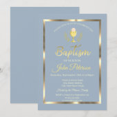 Elegant Lijst doop Stoffig Blauw Kaart (Voorkant / Achterkant)