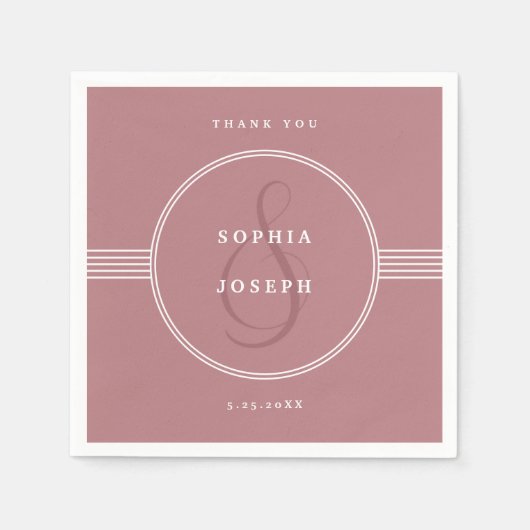 Elegant Lijst | Dusty Roos bruiloft Servet (Voorkant)