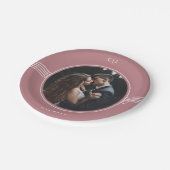 Elegant Lijst | Dusty Roos foto bruiloft Papieren Bordje (Gekanteld)