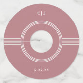 Elegant Lijst | Dusty Roos Monogram Bruiloft Wijnglaslabel (Voorkant)