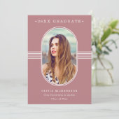 Elegant Lijst | Dusty Roos Photo Afstuderen Aankondiging (Staand voorkant)