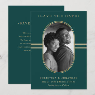 Elegant Lijst   Emerald Green en Gold met foto Save The Date