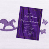 Elegant Lijst en Paars Baby shower van zijde Kaart