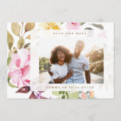 Elegant Lijst Floral Waterverf Foto bruiloft Save The Date (Voorkant)