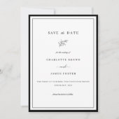 Elegant Lijst Foliage Leaf Save the Date Kaart (Voorkant)