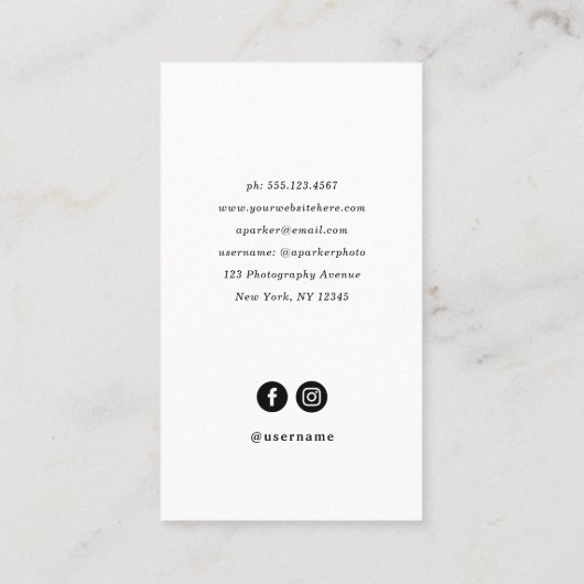 Elegant Lijst | Foto zwart-wit Visitekaartje (Achterkant)