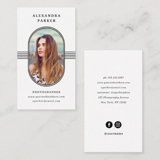 Elegant Lijst | Foto zwart-wit Visitekaartje (Voorkant / Achterkant)