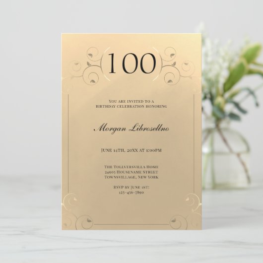 Elegant Lijst Goud 100e Verjaardag Kaart (Staand voorkant)