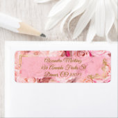 Elegant Lijst Goud Roze Roze Bloemen Quinceañera Etiket (Insitu)