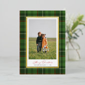 Elegant Lijst Green Plaid Kerst Folie Kaart (Staand Voorkant)