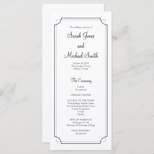 Elegant Lijst huwelijksprogramma Programmakaart (Voorkant / Achterkant)