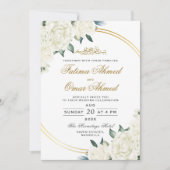 Elegant Lijst Ivoor Floral Islamitisch Moslim Brui Kaart (Voorkant)