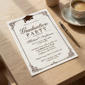 Elegant Lijst Ivoor Linnen Graduation Party Kaart