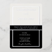 Elegant lijst ivoor & zwart design zilver folie uitnodiging (Voorkant)