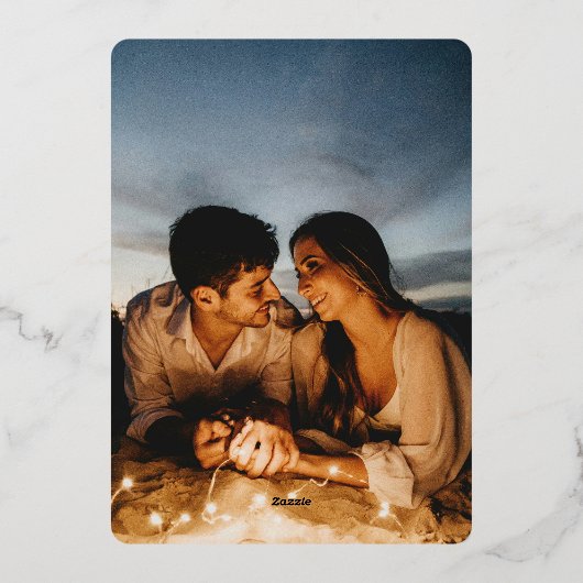 Elegant lijst ivoor & zwart design zilver folie uitnodiging (Achterkant)