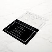 Elegant lijst ivoor & zwart design zilver folie uitnodiging (Gedraaid)