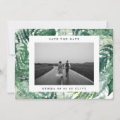 Elegant Lijst Leafy Waterverf Foto bruiloft Save The Date (Voorkant)