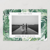 Elegant Lijst Leafy Waterverf Foto bruiloft Save The Date (Voorkant)