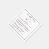Elegant Lijst Leuke Feiten Paarse & Witte Bruiloft Servet (Hoek)