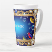 Elegant  Lijst met levendige vogels Latte Mok (Rechterhoek)