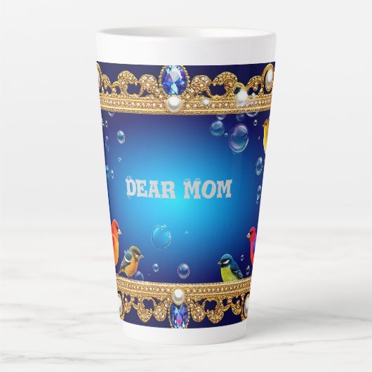 Elegant  Lijst met levendige vogels Latte Mok (Voorkant)