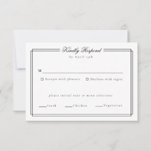 Elegant Lijst Monogram Bruiloft Reactie Kaart