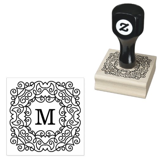Elegant  Lijst Monogram Rubberstempel (Gestempeld)