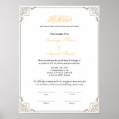 Elegant lijst Muslim nikkah certificate poster (Voorkant)