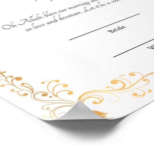 Elegant lijst Muslim nikkah certificate poster (Hoek)