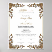 Elegant lijst Muslim nikkah certificate poster (Voorkant)