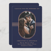 Elegant Lijst | Nacht- en Roos goudfotoweddenschap Kaart (Voorkant / Achterkant)