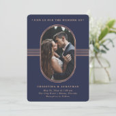 Elegant Lijst | Nacht- en Roos goudfotoweddenschap Kaart (Staand voorkant)