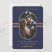 Elegant Lijst | Nacht- en Roos goudfotoweddenschap Kaart (Voorkant)